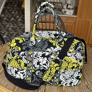 Vera Bradley Baroque Weekender in Black, Yellow, Grey, and White